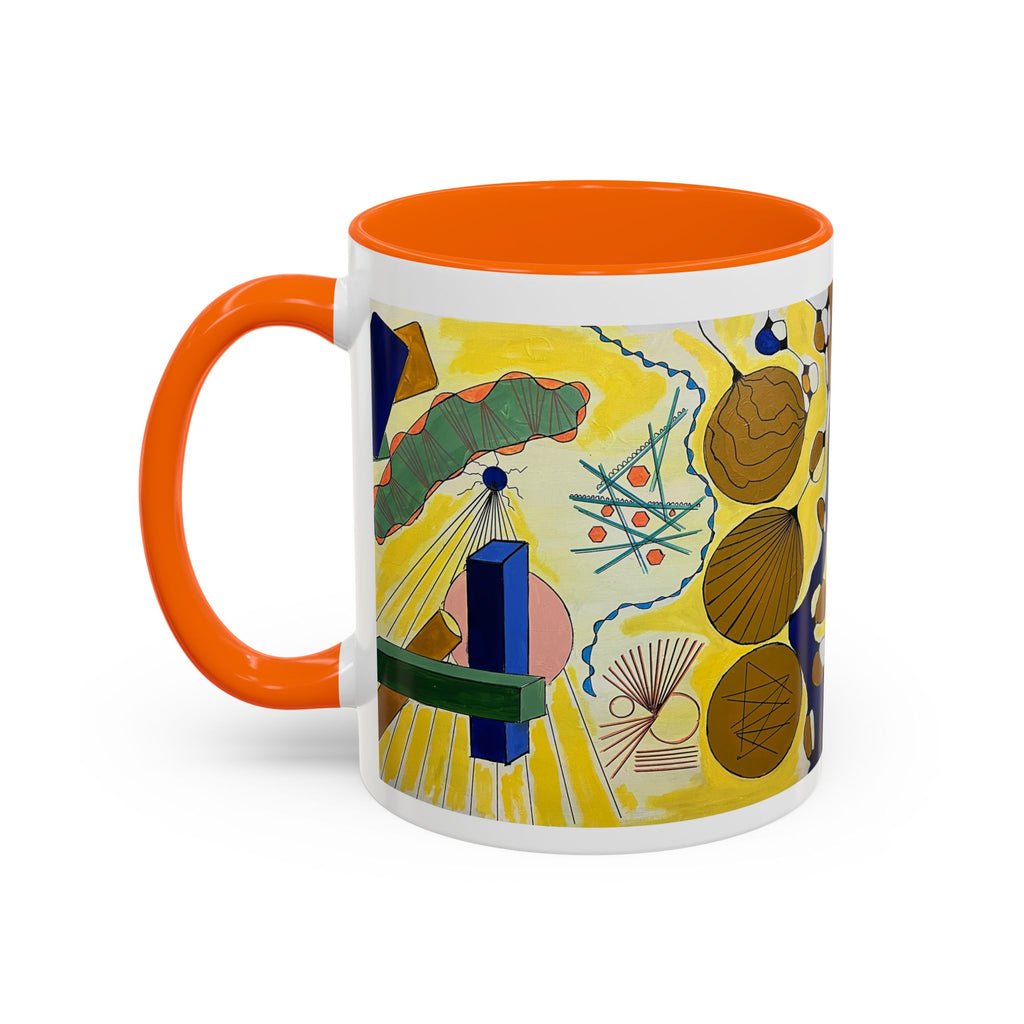 Abstract Coastal Art Coffee Mug — Nautical Shells & Geometric Beach Design (11/15oz)