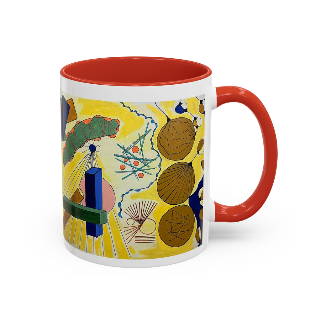 Abstract Coastal Art Coffee Mug — Nautical Shells & Geometric Beach Design (11/15oz)