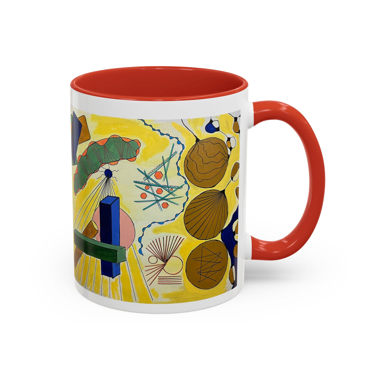 Abstract Coastal Art Coffee Mug — Nautical Shells & Geometric Beach Design (11/15oz)