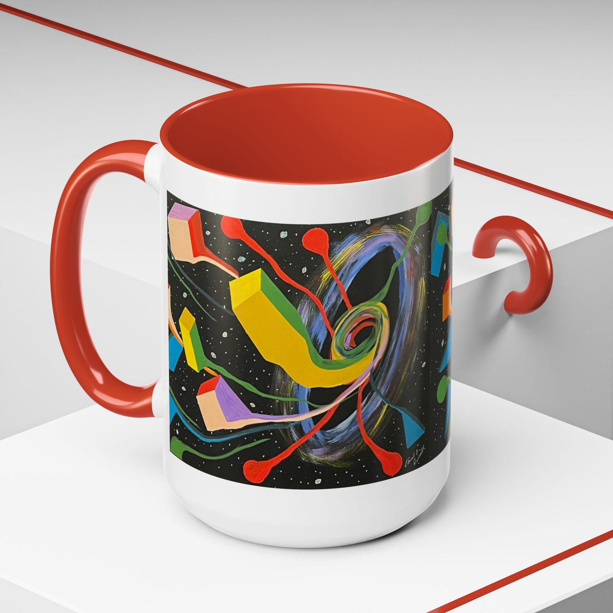 Copy of Abstract Original Artwork Coffee Mug — Black Hole Geometric Design (15oz)