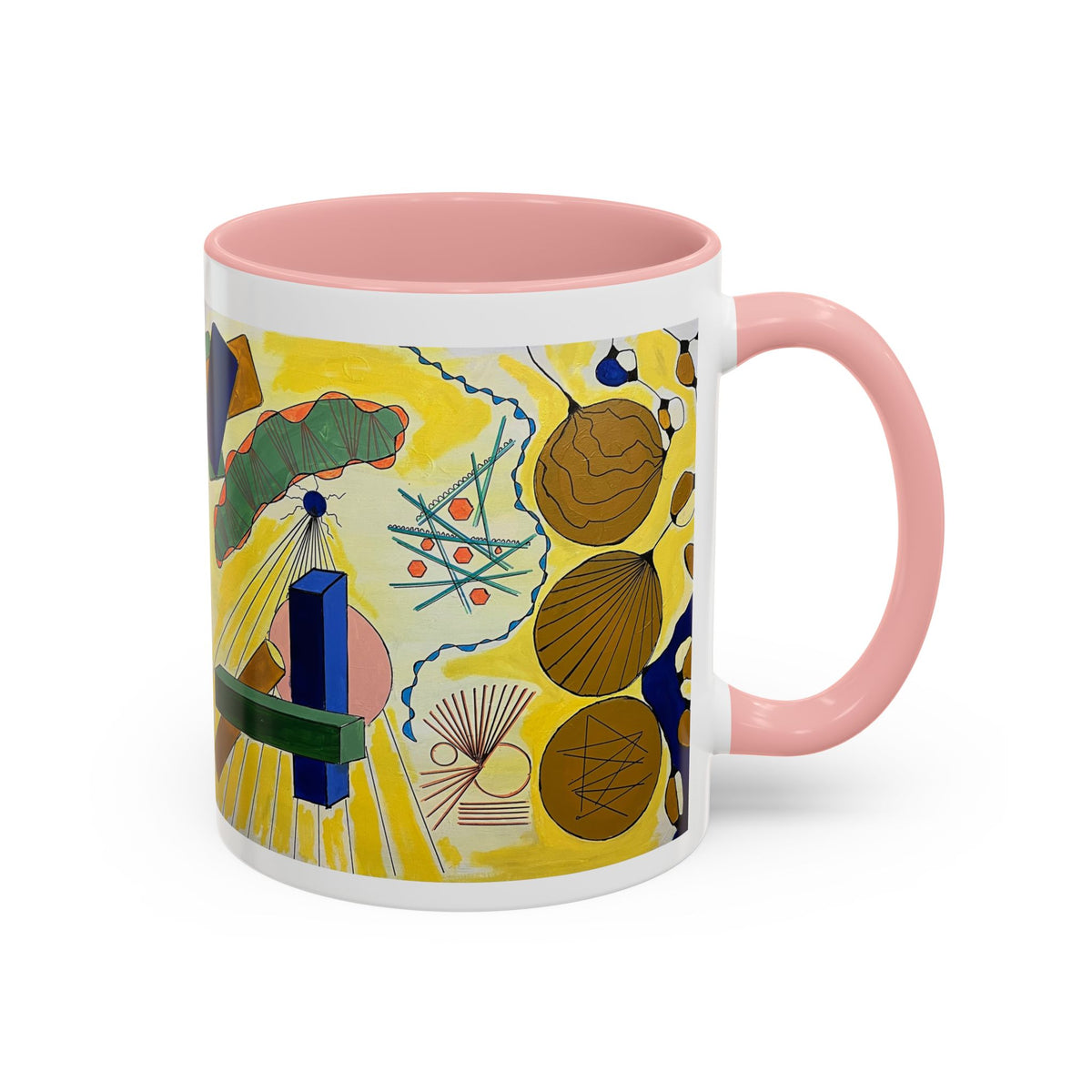 Abstract Coastal Art Coffee Mug — Nautical Shells & Geometric Beach Design (11/15oz)