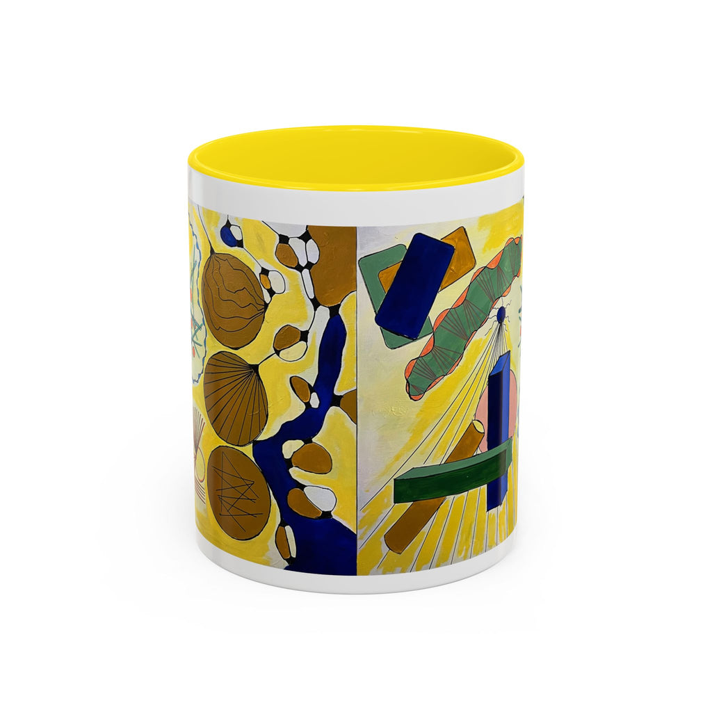 Abstract Coastal Art Coffee Mug — Nautical Shells & Geometric Beach Design (11/15oz)