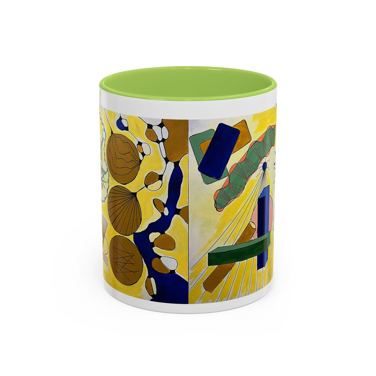 Abstract Coastal Art Coffee Mug — Nautical Shells & Geometric Beach Design (11/15oz)