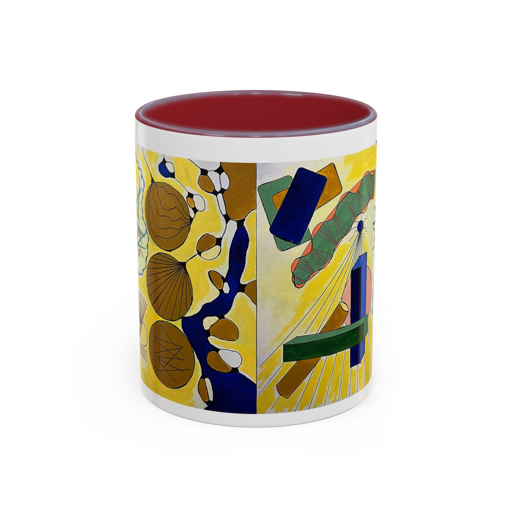 Abstract Coastal Art Coffee Mug — Nautical Shells & Geometric Beach Design (11/15oz)
