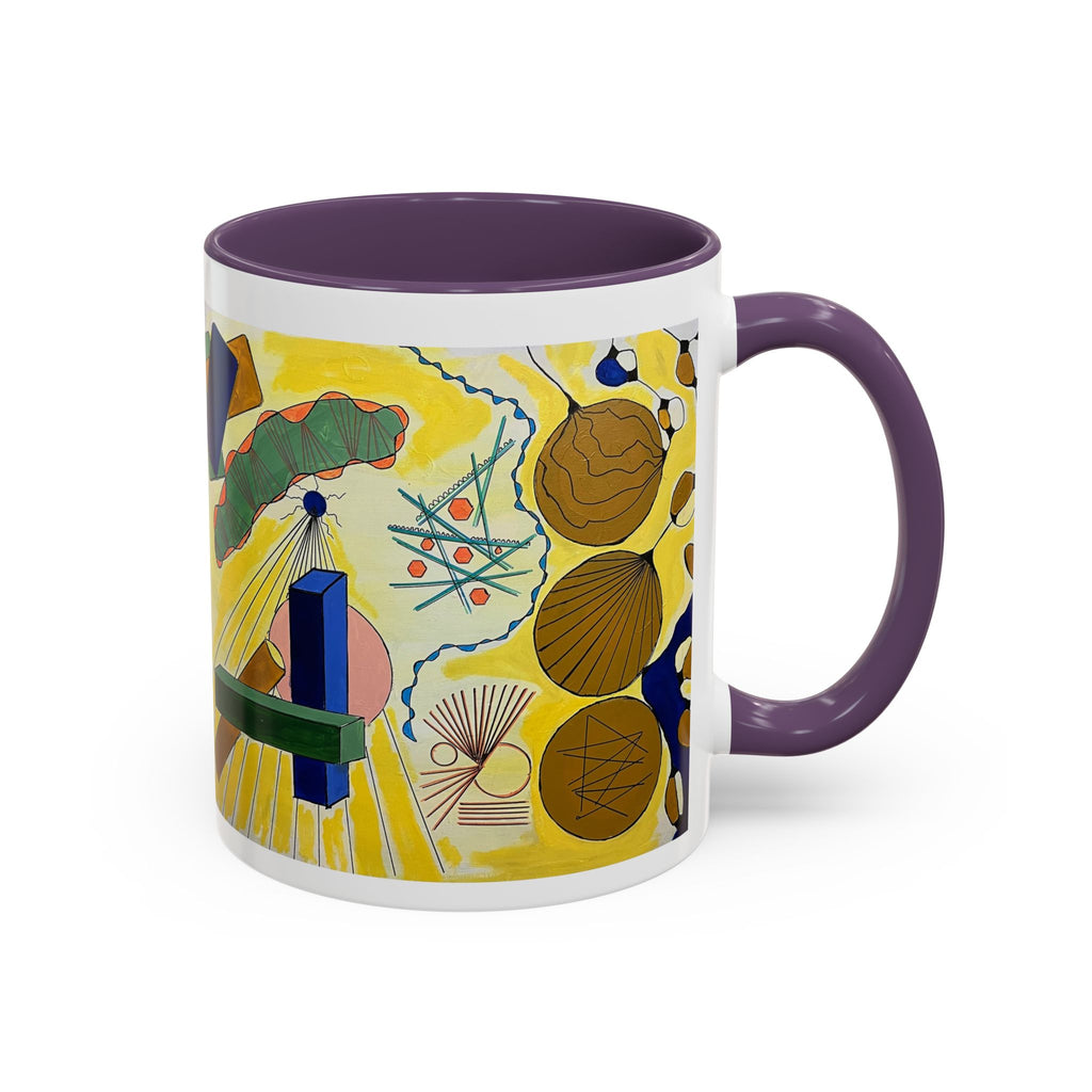 Abstract Coastal Art Coffee Mug — Nautical Shells & Geometric Beach Design (11/15oz)