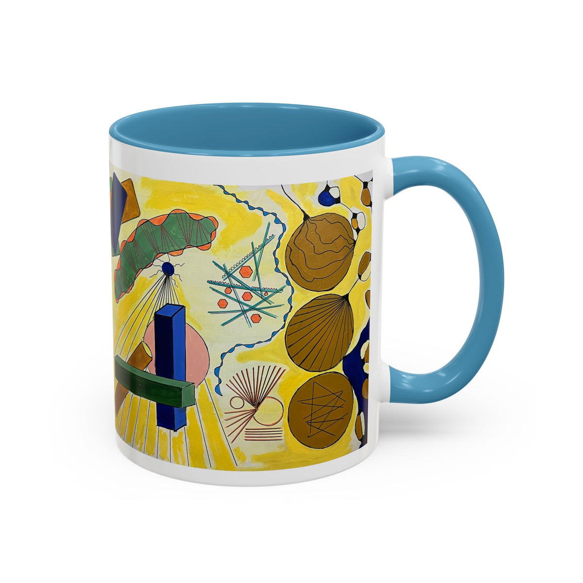 Abstract Coastal Art Coffee Mug — Nautical Shells & Geometric Beach Design (11/15oz)