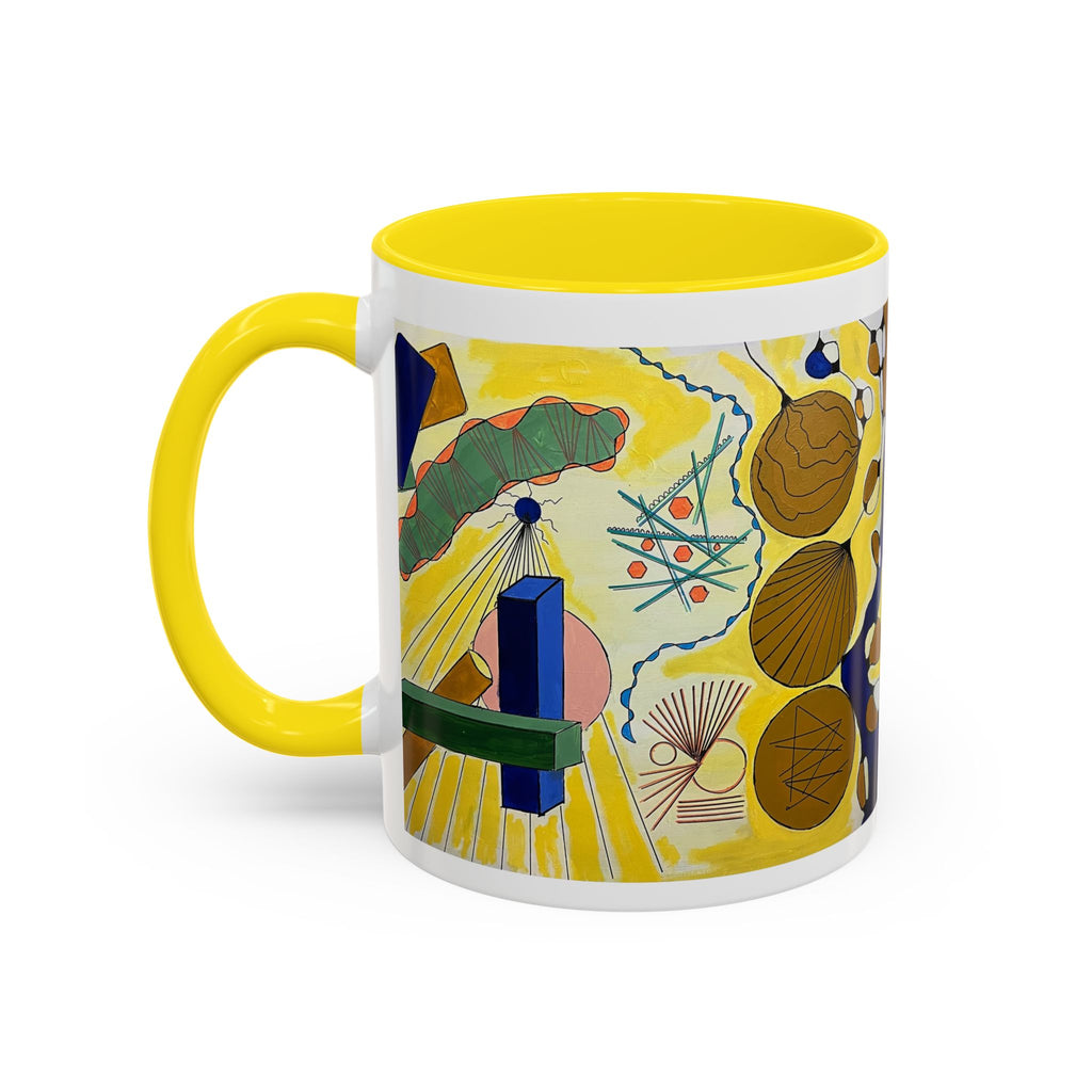 Abstract Coastal Art Coffee Mug — Nautical Shells & Geometric Beach Design (11/15oz)