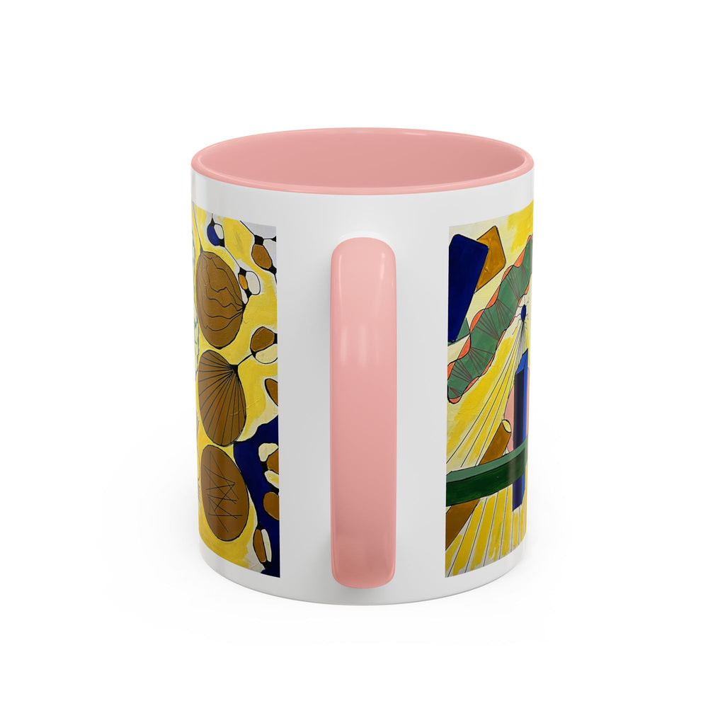 Abstract Coastal Art Coffee Mug — Nautical Shells & Geometric Beach Design (11/15oz)