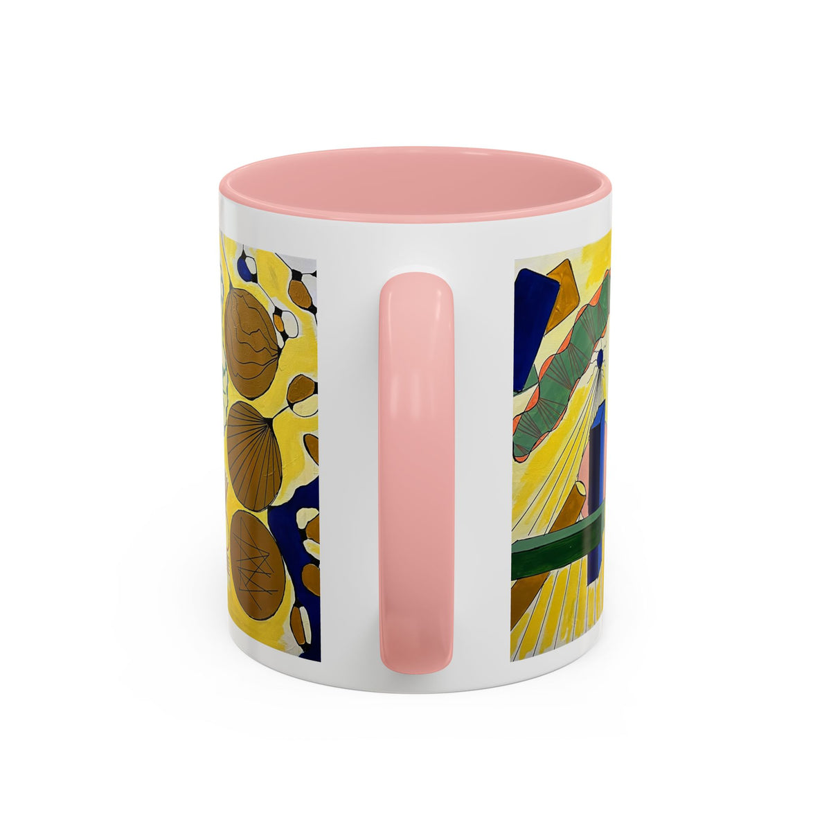 Abstract Coastal Art Coffee Mug — Nautical Shells & Geometric Beach Design (11/15oz)