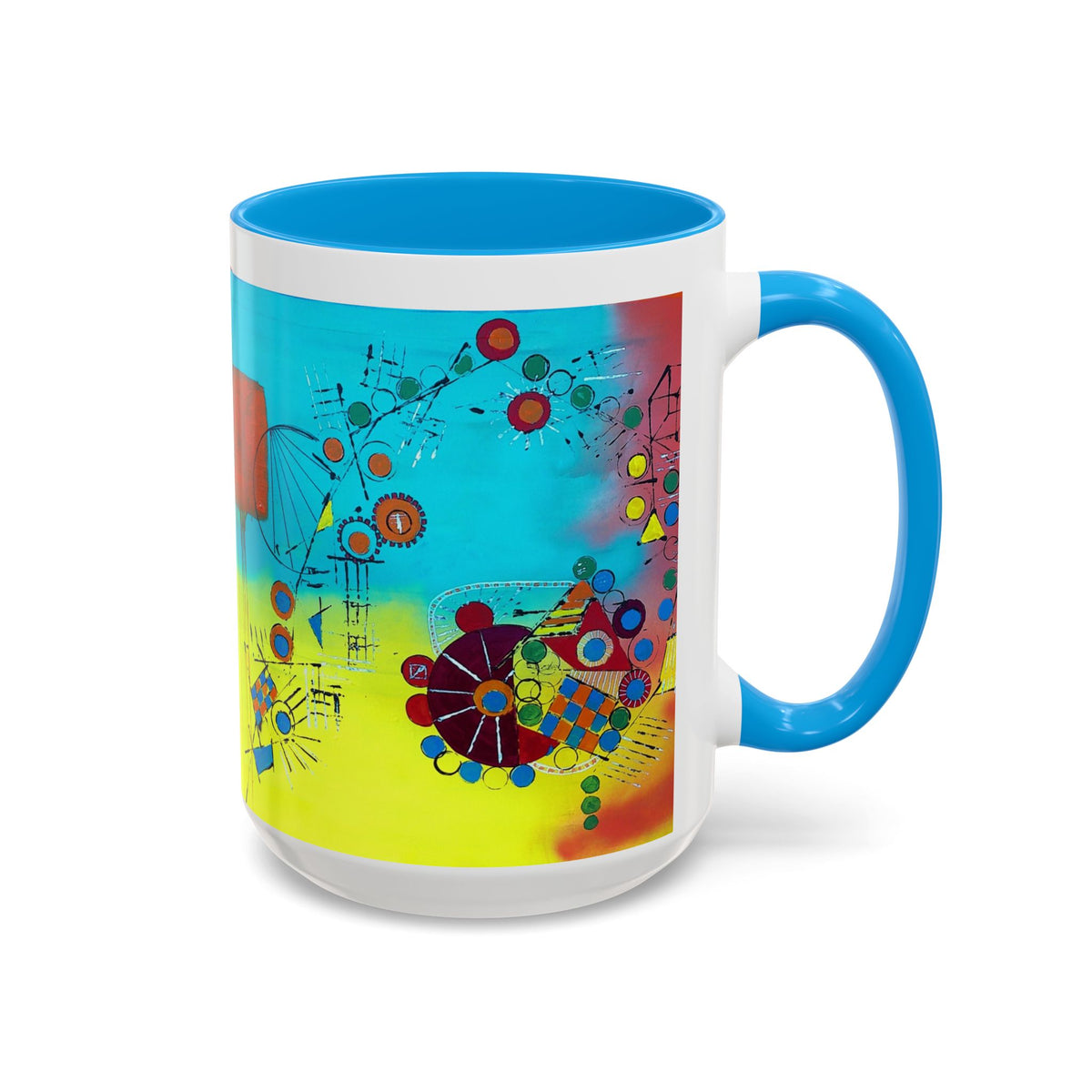 Abstract Cogs Colorburst Coffee Mug — Vibrant Geometric Art 11/15oz