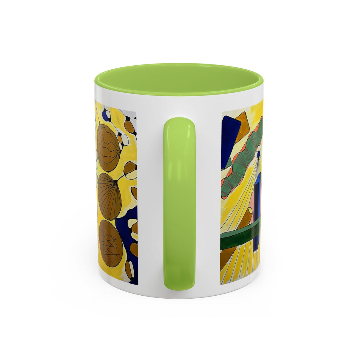 Abstract Coastal Art Coffee Mug — Nautical Shells & Geometric Beach Design (11/15oz)