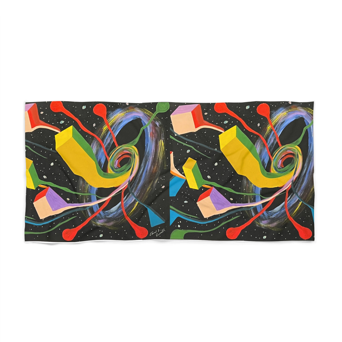 Abstract Black Hole  Cosmic Swirl Beach Towel