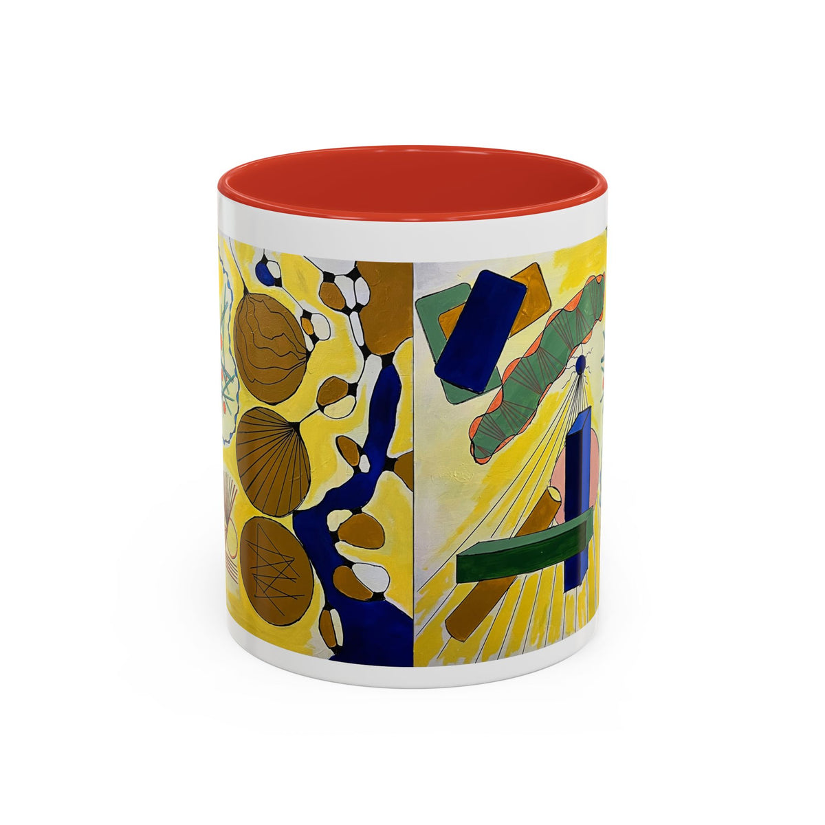 Abstract Coastal Art Coffee Mug — Nautical Shells & Geometric Beach Design (11/15oz)