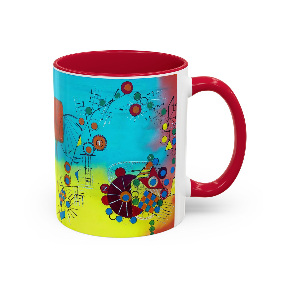 Abstract Cogs Colorburst Coffee Mug — Vibrant Geometric Art 11/15oz