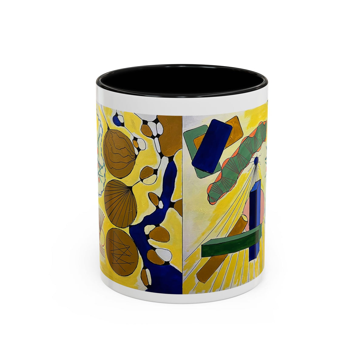 Abstract Coastal Art Coffee Mug — Nautical Shells & Geometric Beach Design (11/15oz)
