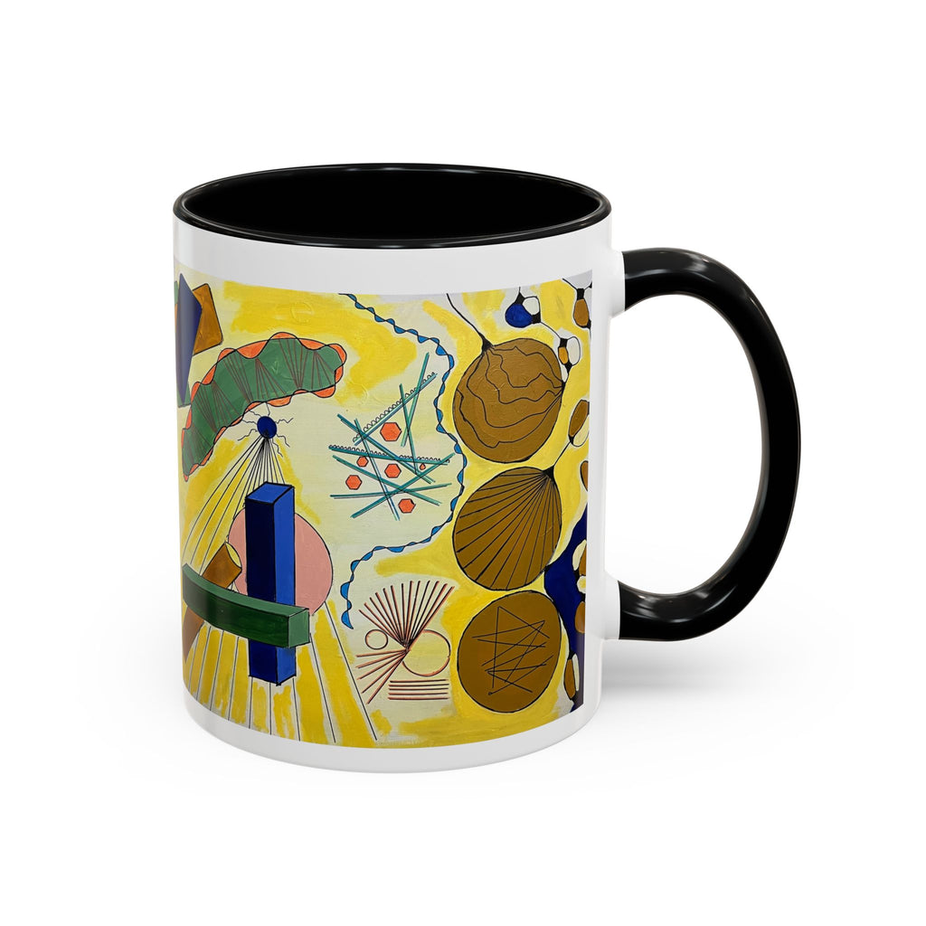 Abstract Coastal Art Coffee Mug — Nautical Shells & Geometric Beach Design (11/15oz)