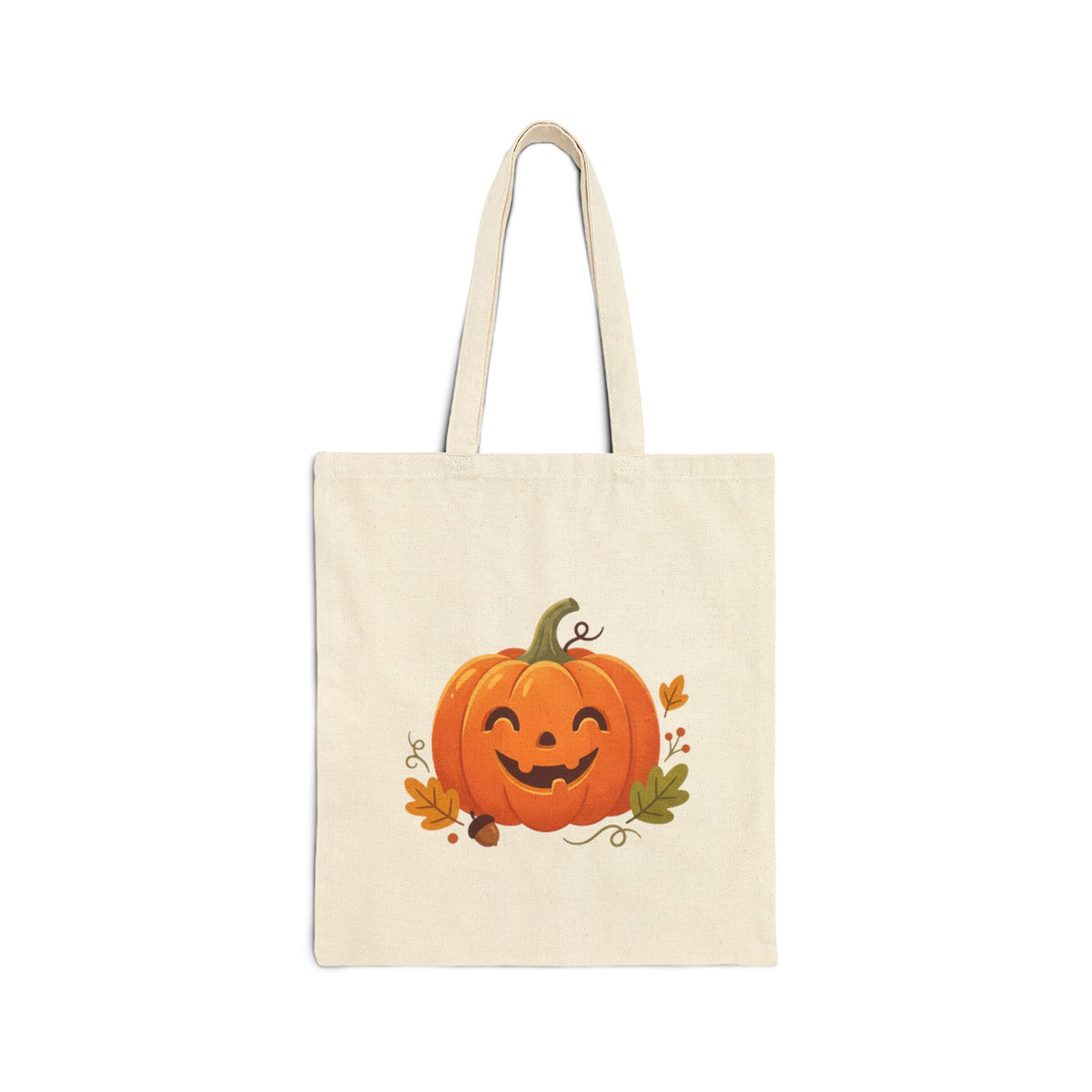 Halloween Pumpkin Canvas Tote Bag — Jack-O'-Lantern Fall Market Bag