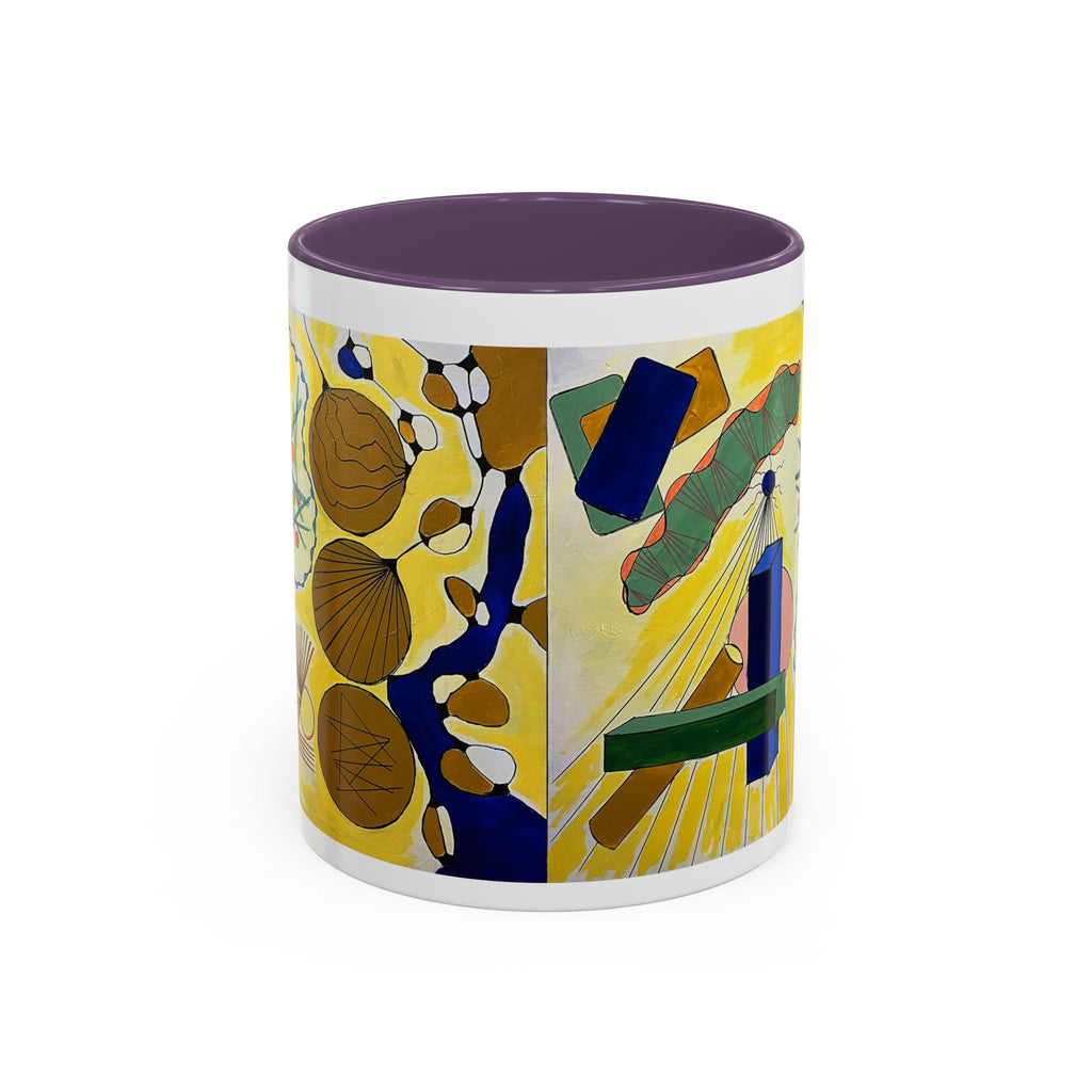 Abstract Coastal Art Coffee Mug — Nautical Shells & Geometric Beach Design (11/15oz)