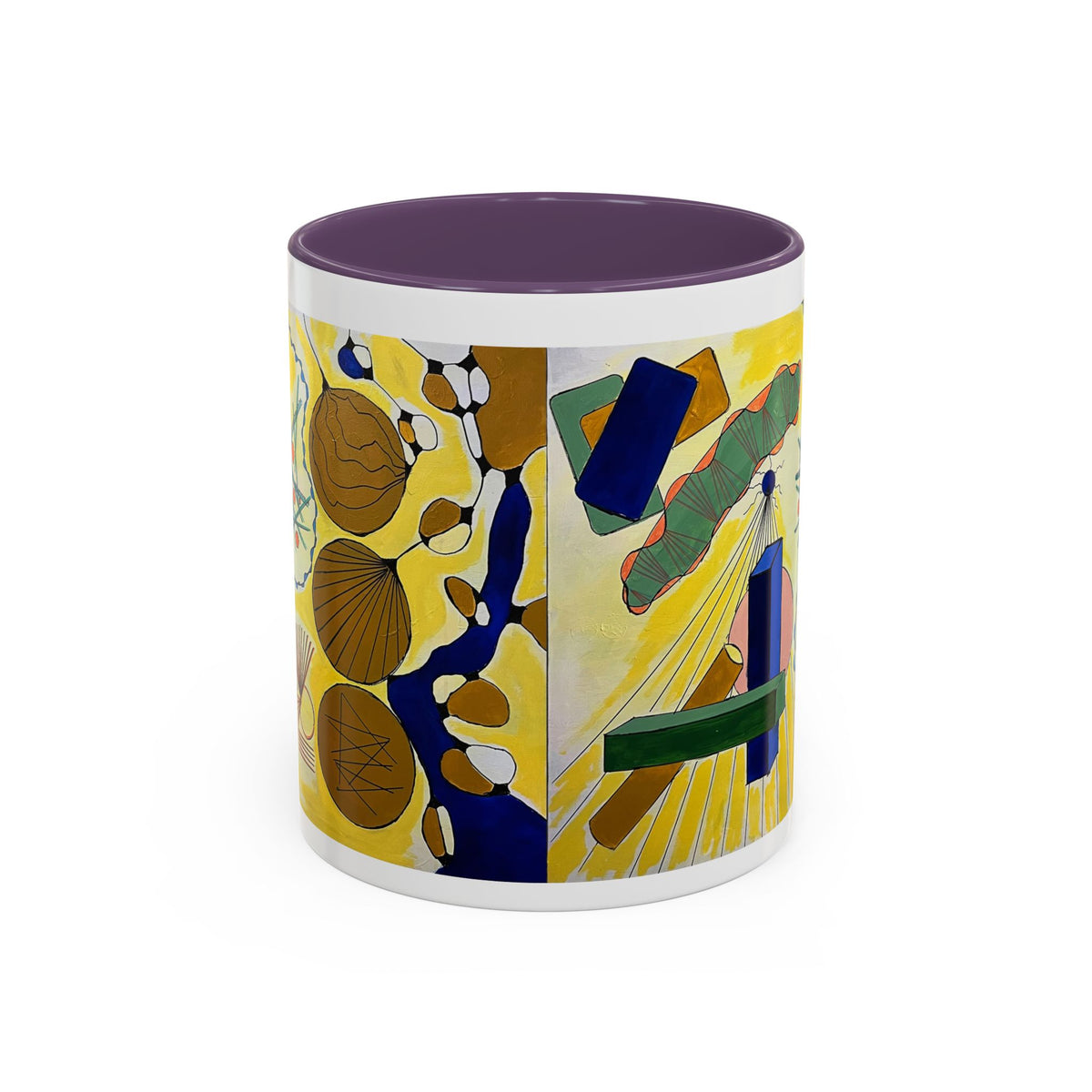 Abstract Coastal Art Coffee Mug — Nautical Shells & Geometric Beach Design (11/15oz)