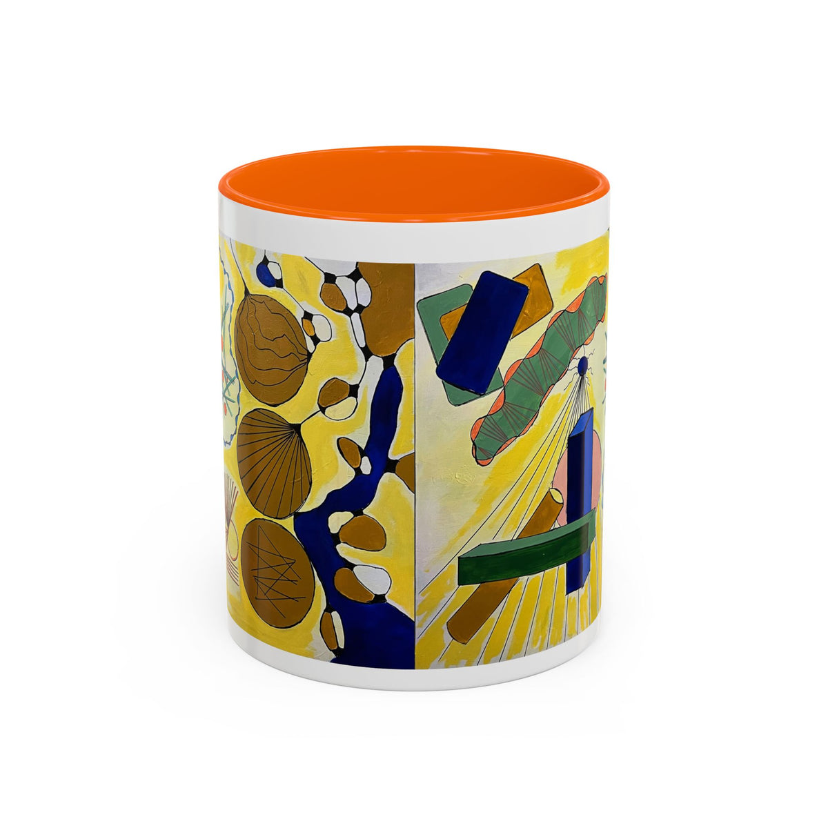 Abstract Coastal Art Coffee Mug — Nautical Shells & Geometric Beach Design (11/15oz)