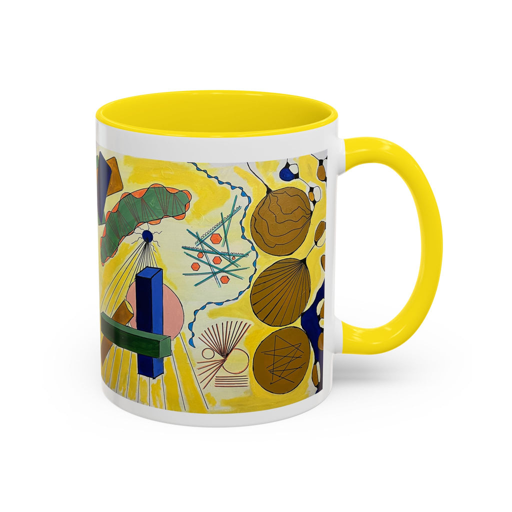 Abstract Coastal Art Coffee Mug — Nautical Shells & Geometric Beach Design (11/15oz)