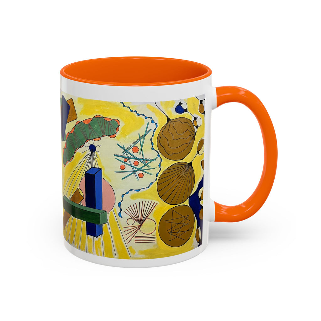 Abstract Coastal Art Coffee Mug — Nautical Shells & Geometric Beach Design (11/15oz)