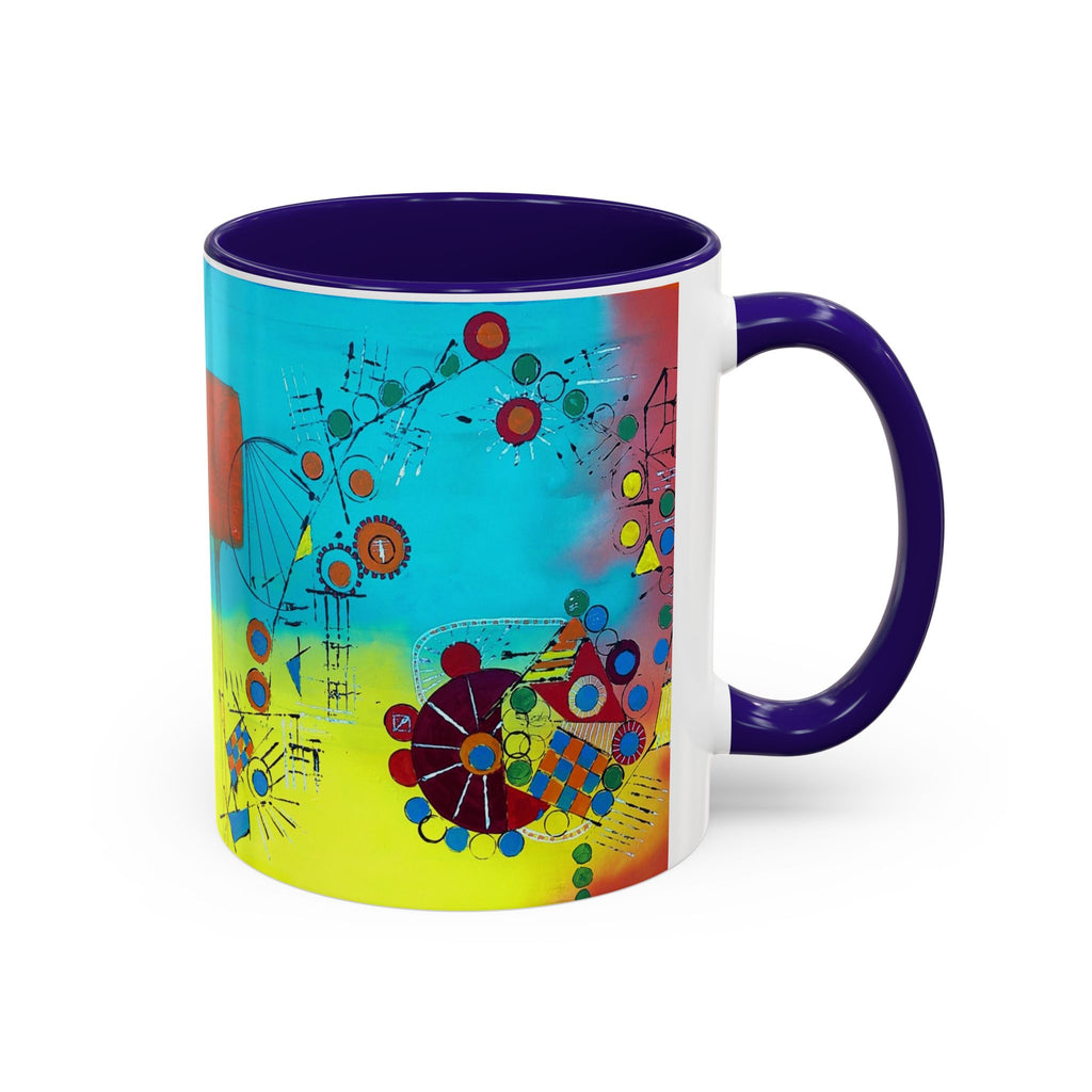 Abstract Cogs Colorburst Coffee Mug — Vibrant Geometric Art 11/15oz