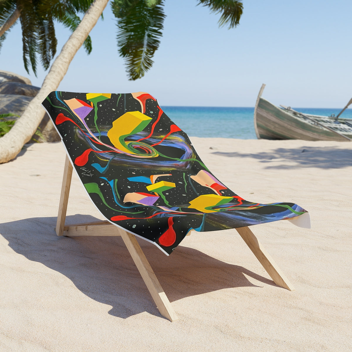 Abstract Black Hole  Cosmic Swirl Beach Towel