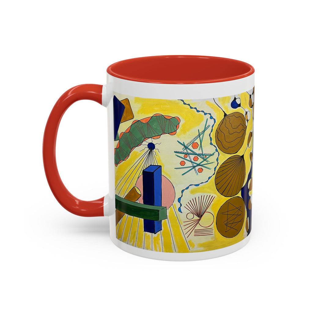 Abstract Coastal Art Coffee Mug — Nautical Shells & Geometric Beach Design (11/15oz)