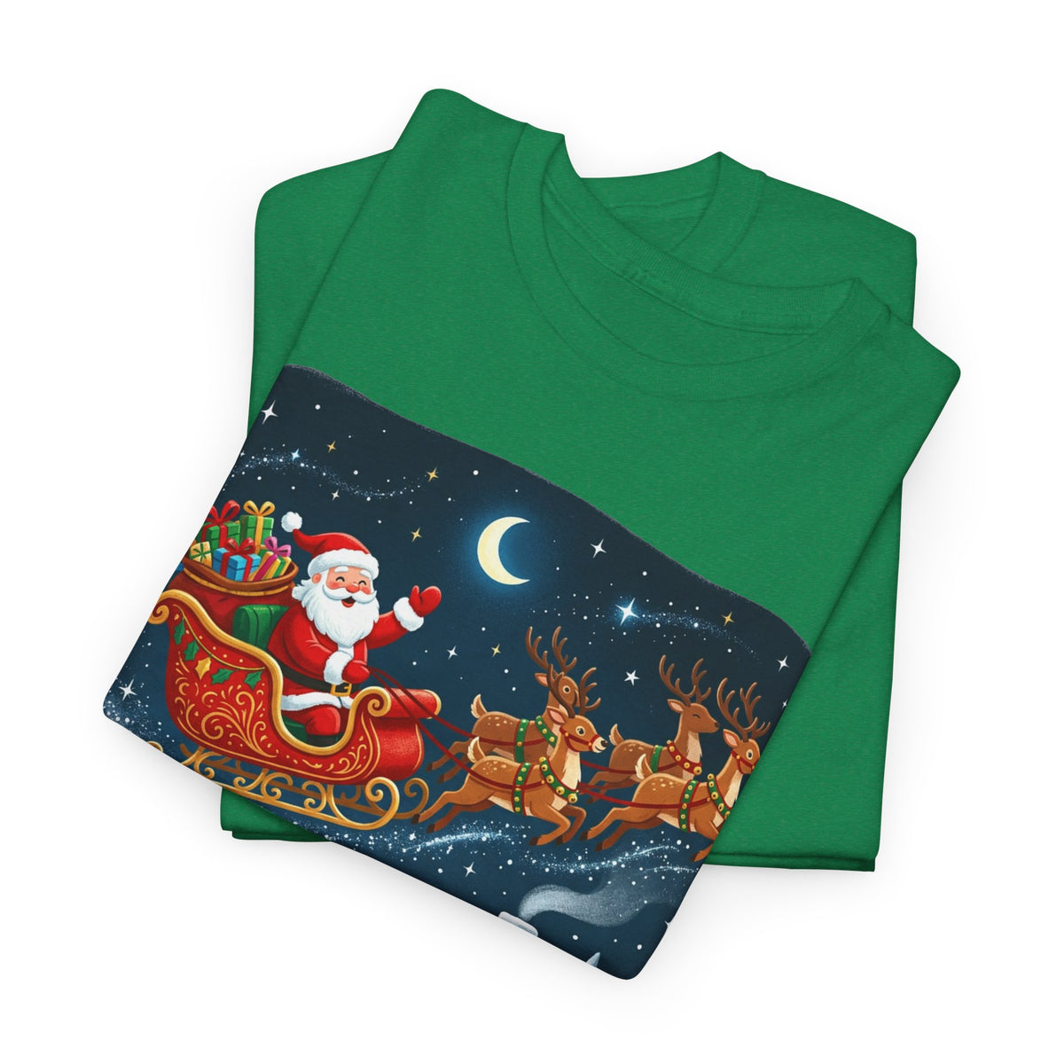 Happy Holidays T‑Shirt — Santa Sleigh Christmas Tee