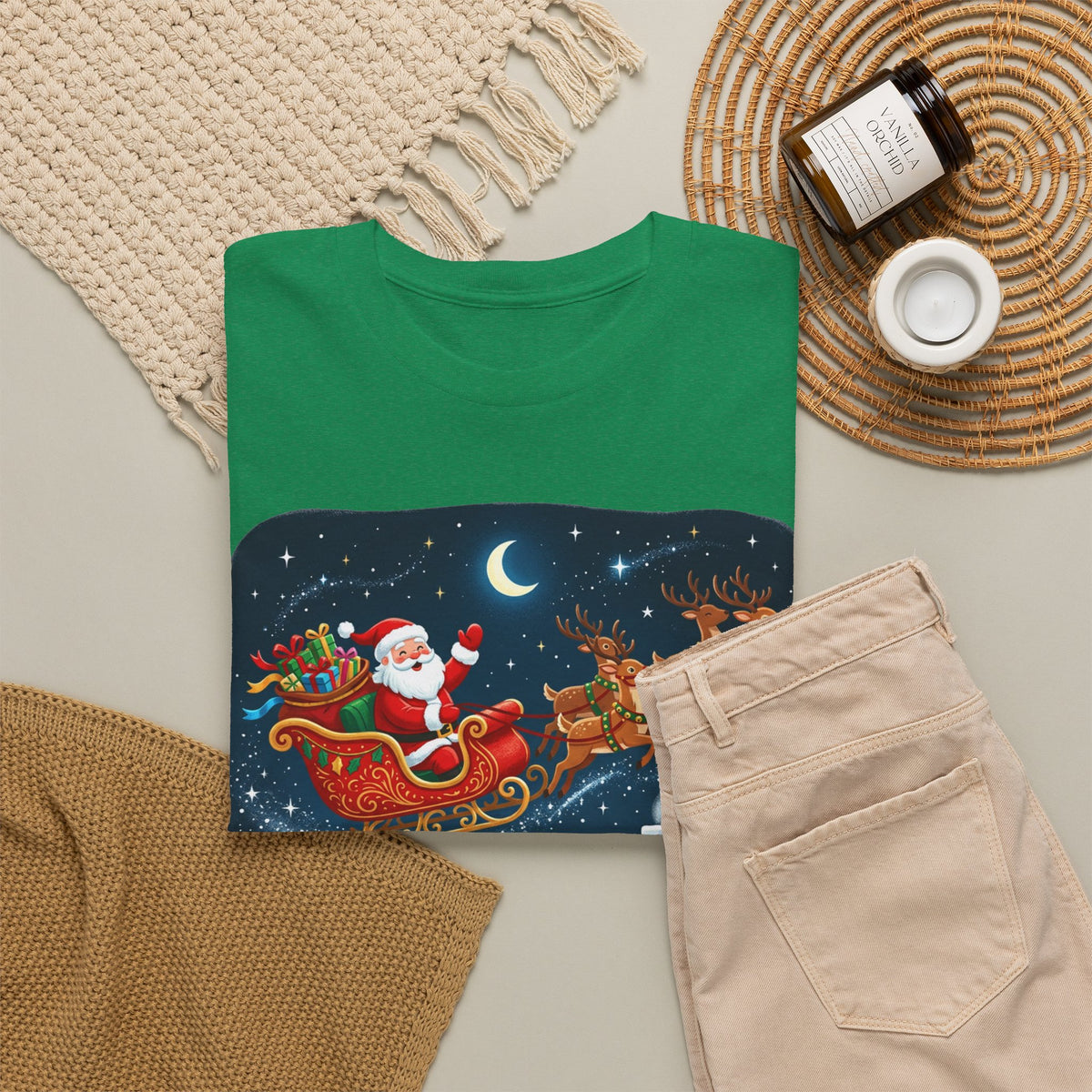 Happy Holidays T‑Shirt — Santa Sleigh Christmas Tee
