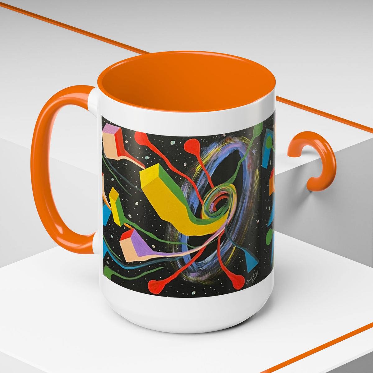 Copy of Abstract Original Artwork Coffee Mug — Black Hole Geometric Design (15oz)