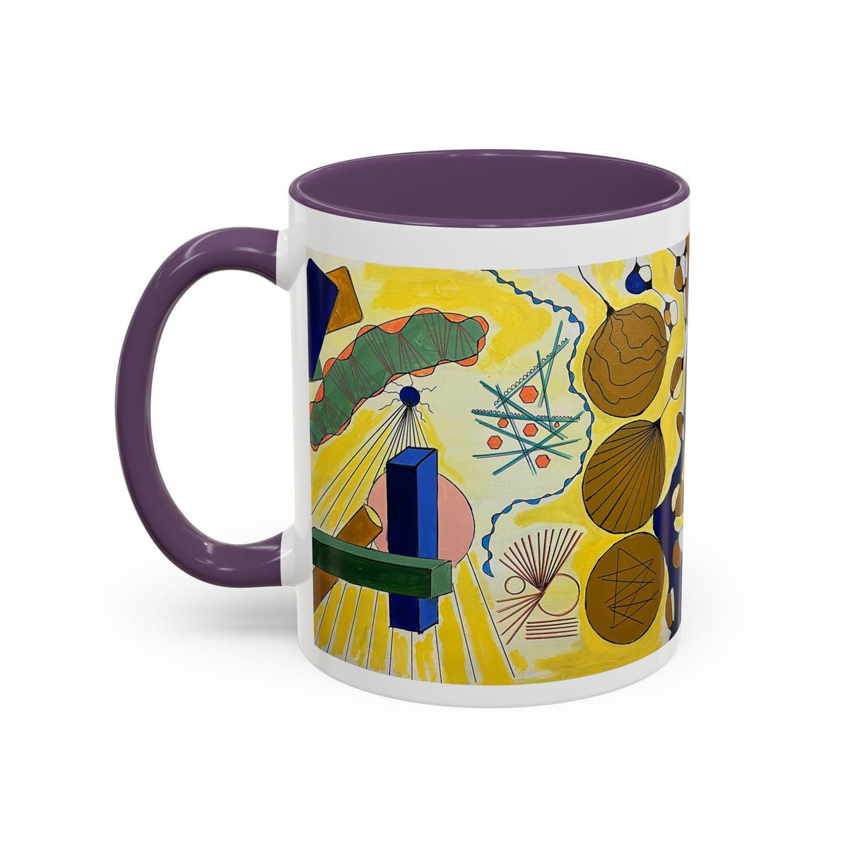 Abstract Coastal Art Coffee Mug — Nautical Shells & Geometric Beach Design (11/15oz)