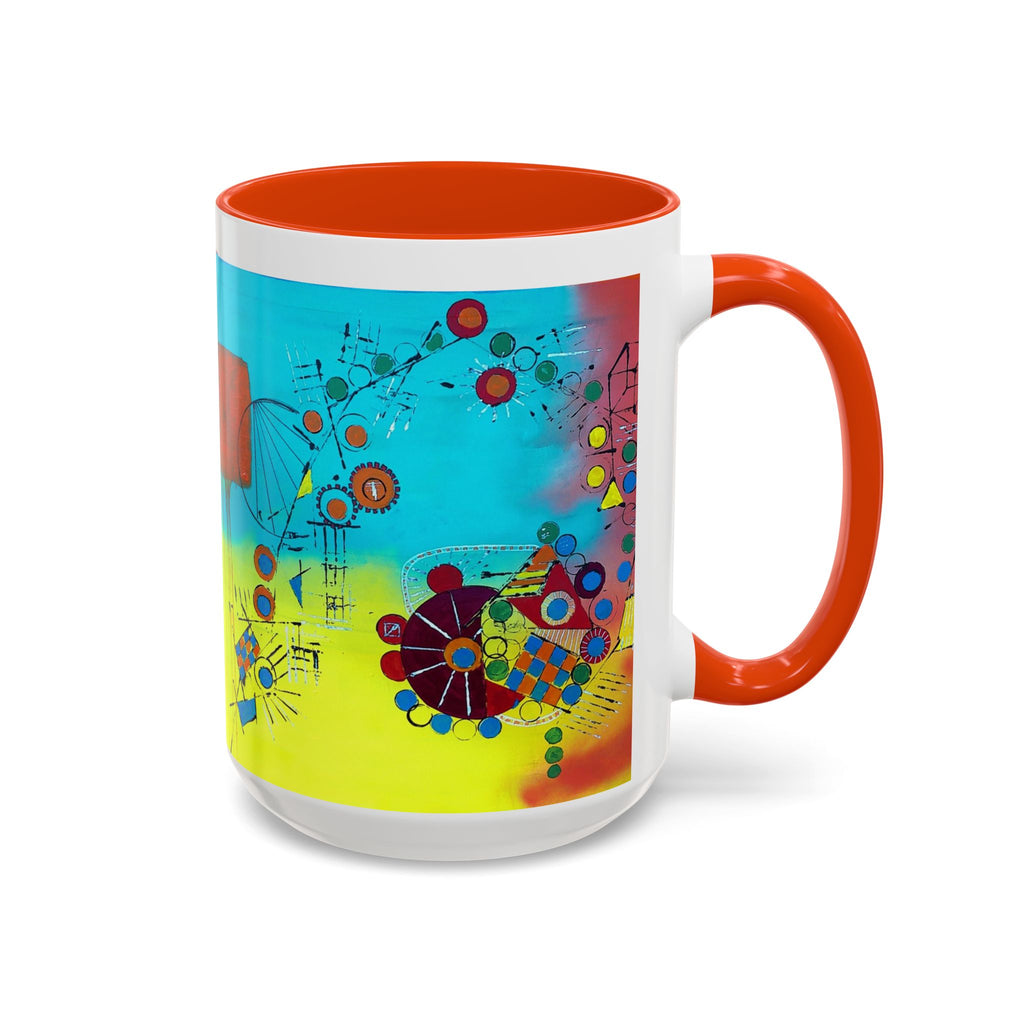 Abstract Cogs Colorburst Coffee Mug — Vibrant Geometric Art 11/15oz