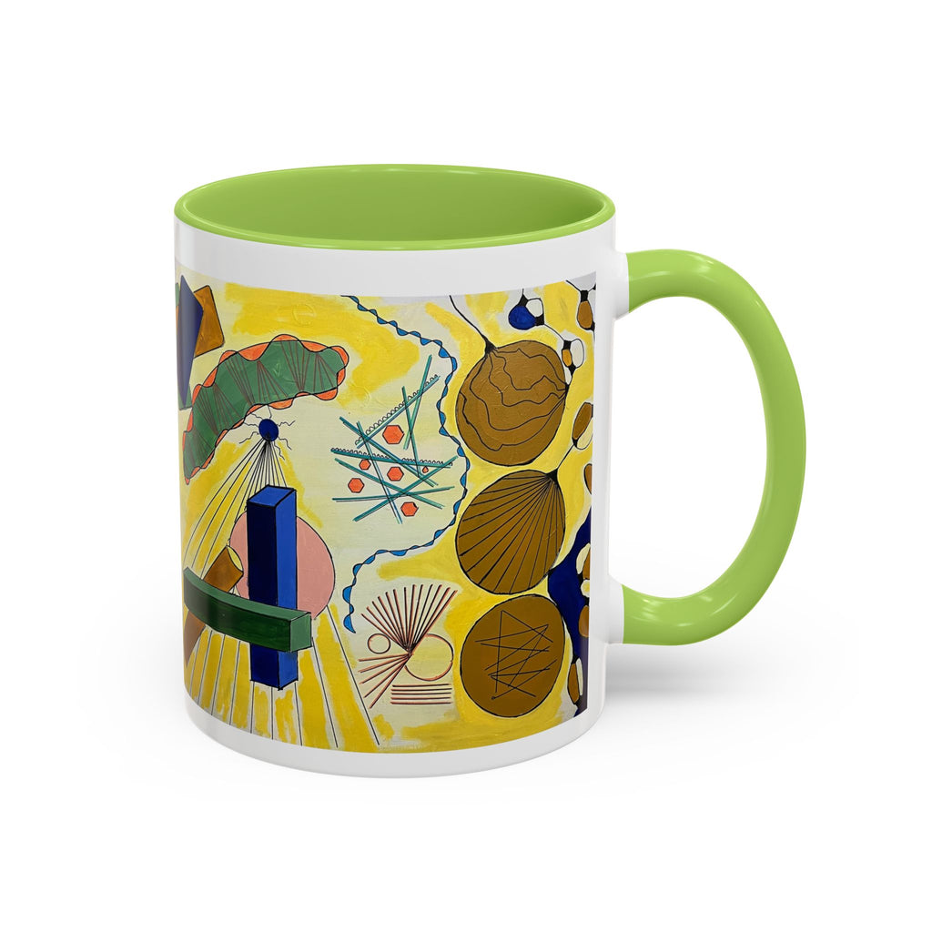 Abstract Coastal Art Coffee Mug — Nautical Shells & Geometric Beach Design (11/15oz)