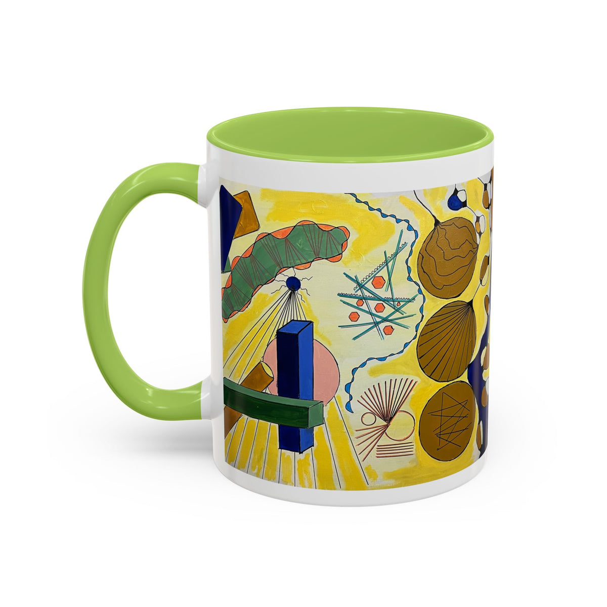 Abstract Coastal Art Coffee Mug — Nautical Shells & Geometric Beach Design (11/15oz)