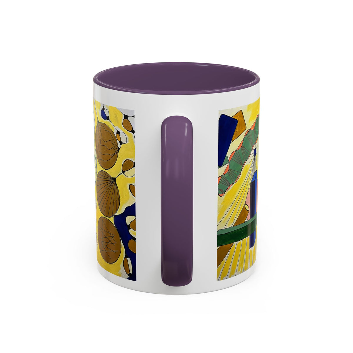 Abstract Coastal Art Coffee Mug — Nautical Shells & Geometric Beach Design (11/15oz)