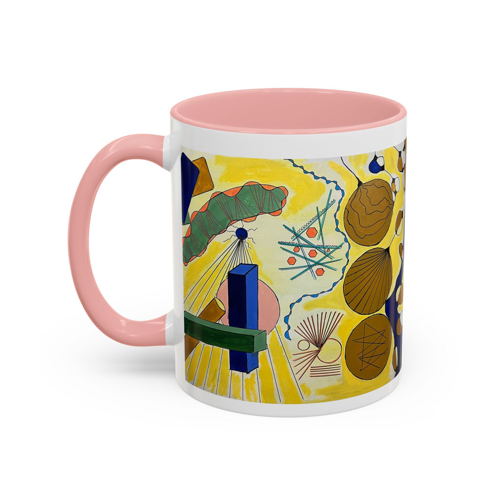 Abstract Coastal Art Coffee Mug — Nautical Shells & Geometric Beach Design (11/15oz)